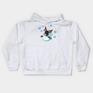 Snowball reindeer magnet Kids Hoodie